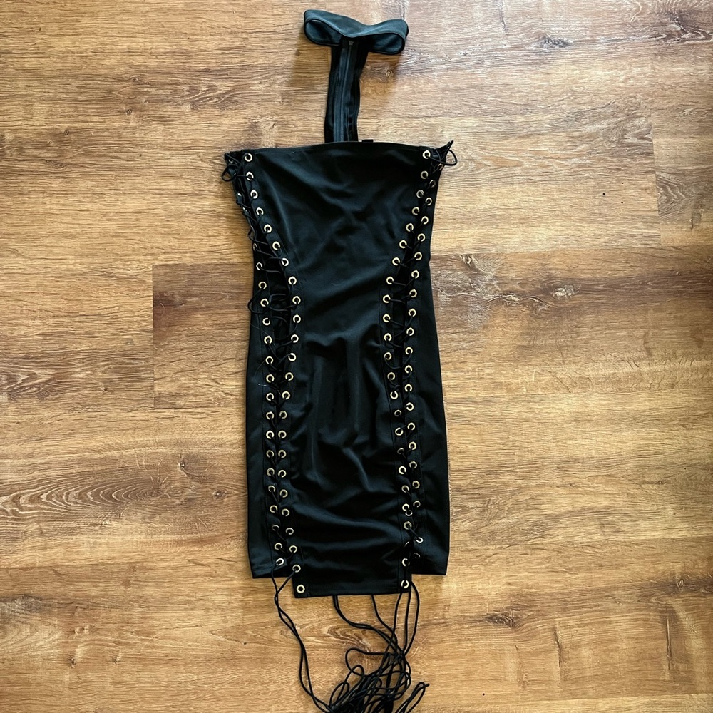 Black lace up dress